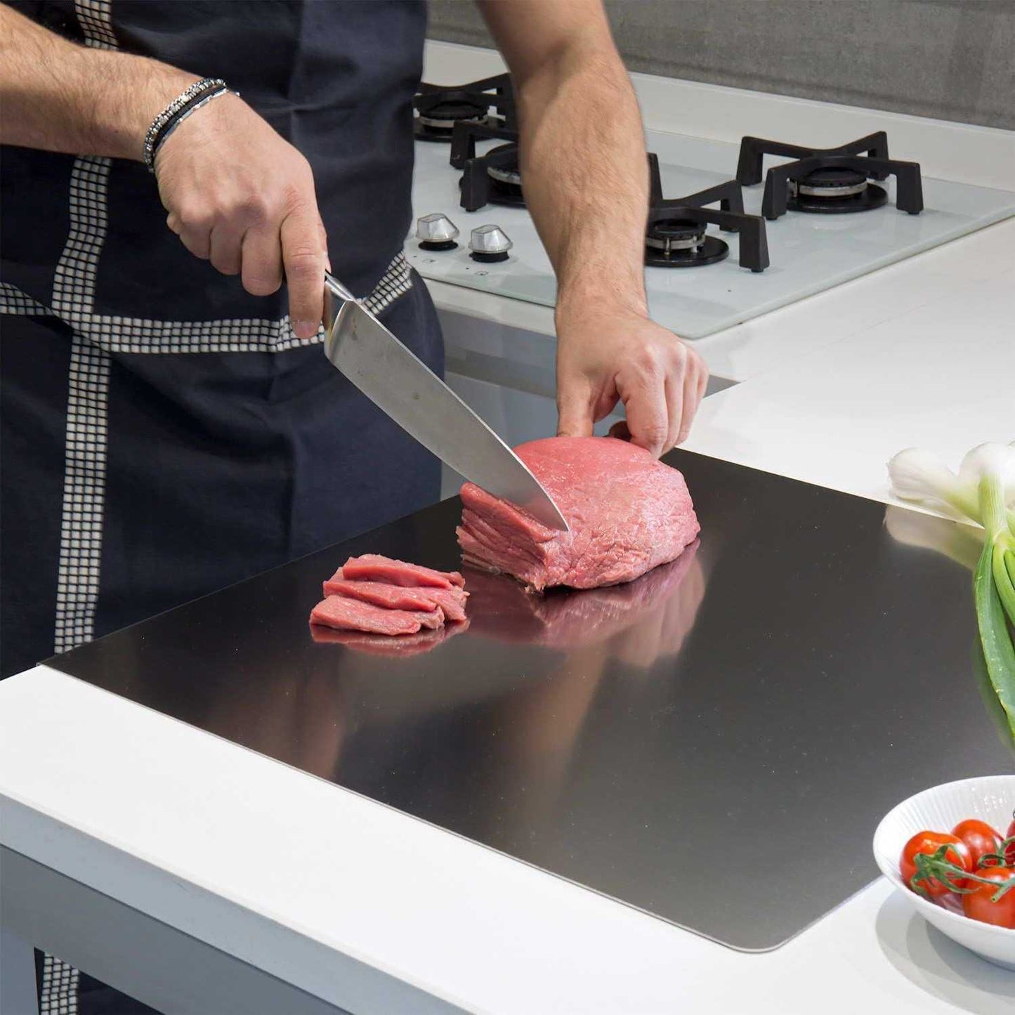 Stainless Steel Cutting Board for Kitchen - Large 304 Chopping Boards with Lid and Non-Slip Pad for Countertop, Suitable for Meat Vegetables Bread and Baking,Kitchen Accessories, - luxuryhomedecoridea.com