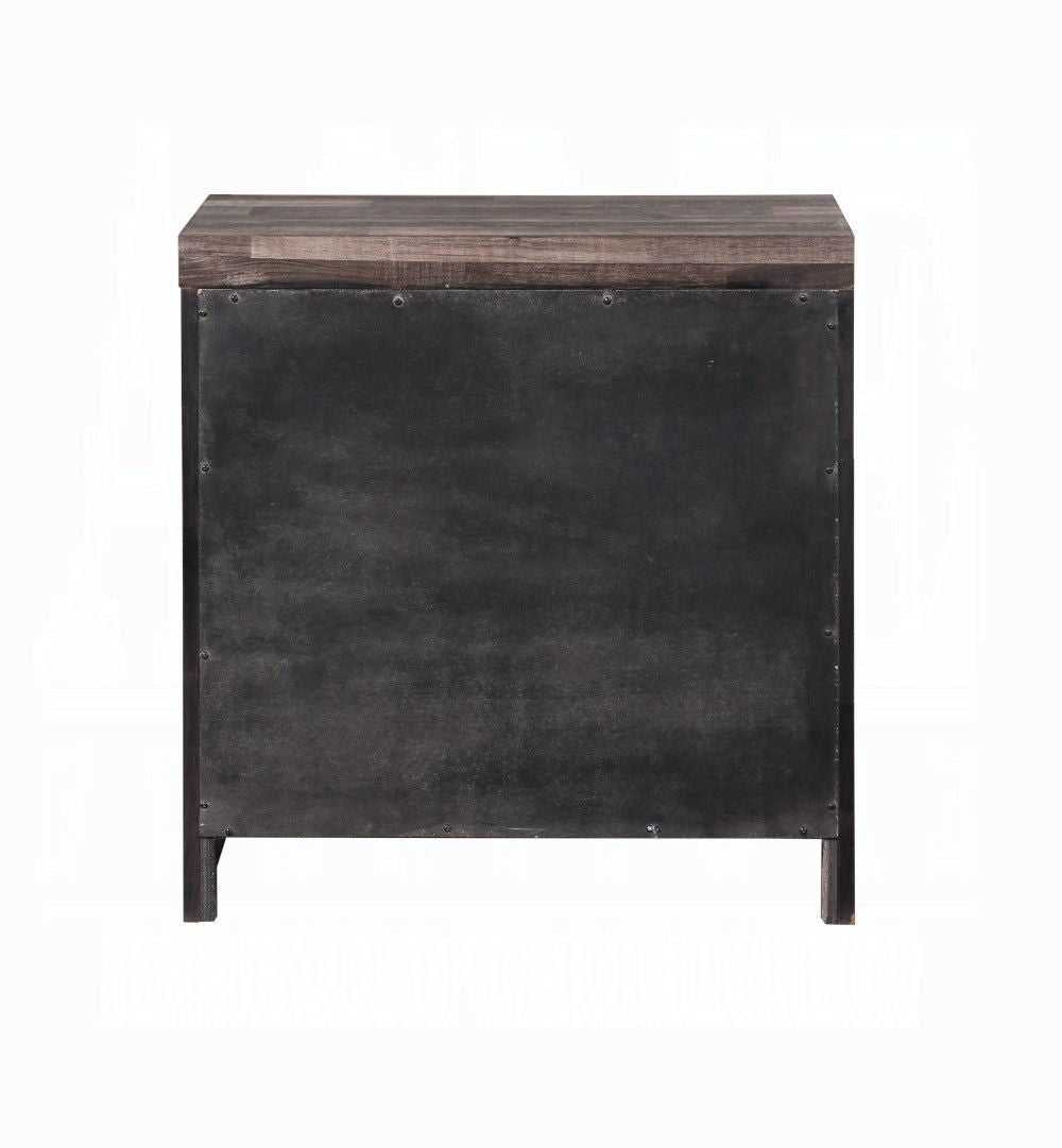 Contemporary Oak Finish Wooden Nightstand Two Drawers Storage Bedroom Furniture 1pc Beside Table Plank Pattern - luxuryhomedecoridea.com