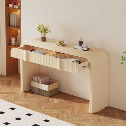 Unique Modern Rounded Silhouette and Smooth Surface Console Table with 2 Drawers for Living Room and Entryway - luxuryhomedecoridea.com