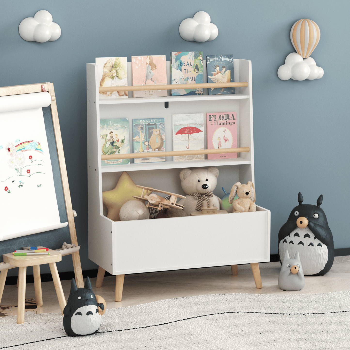 Kids Bookshelf, Book and Magazine Rack, Book Organizer, toy Storage Cabinet Organizer, White - luxuryhomedecoridea.com