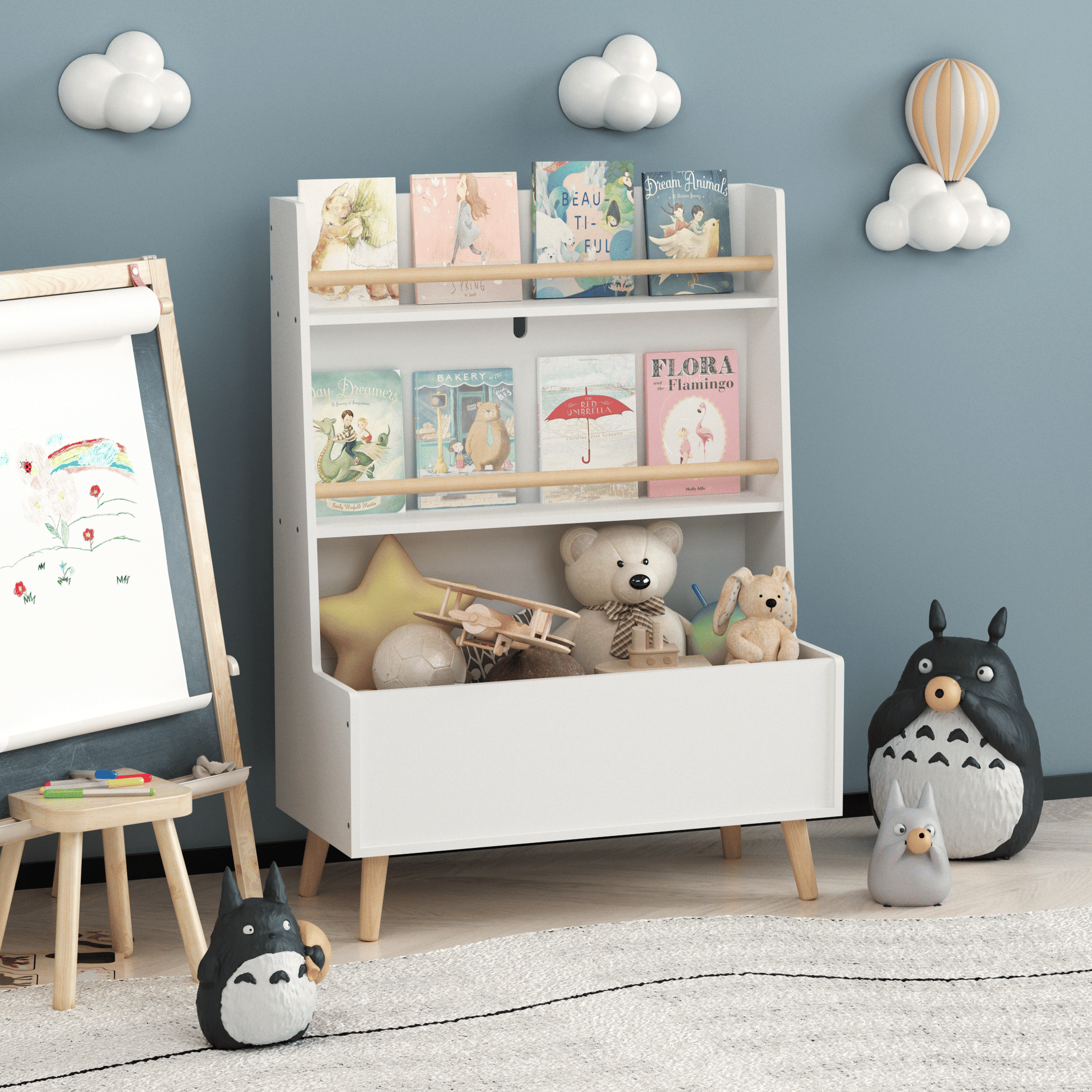 Kids Bookshelf, Book and Magazine Rack, Book Organizer, toy Storage Cabinet Organizer, White - luxuryhomedecoridea.com
