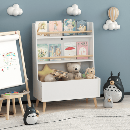 Kids Bookshelf, Book and Magazine Rack, Book Organizer, toy Storage Cabinet Organizer, White - luxuryhomedecoridea.com