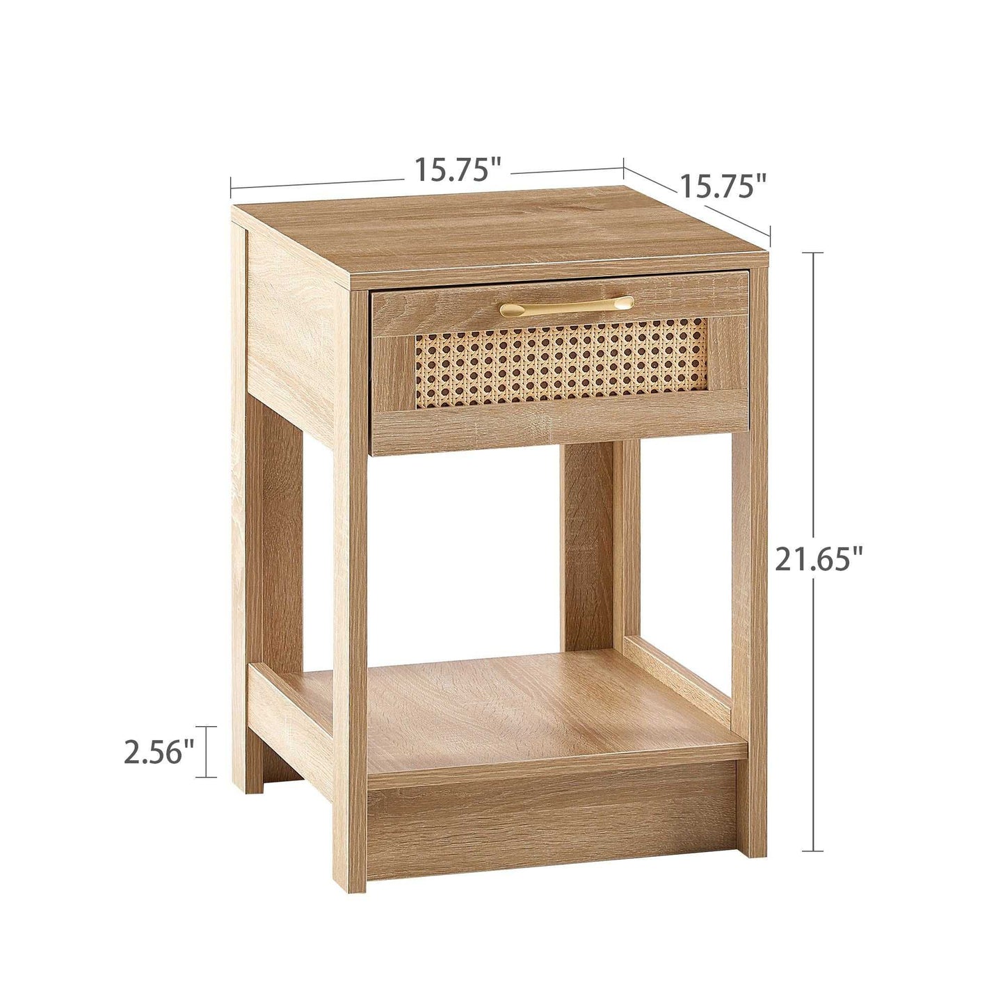 15.75" Rattan End table with drawer, Modern nightstand, side table for living room, bedroom - luxuryhomedecoridea.com