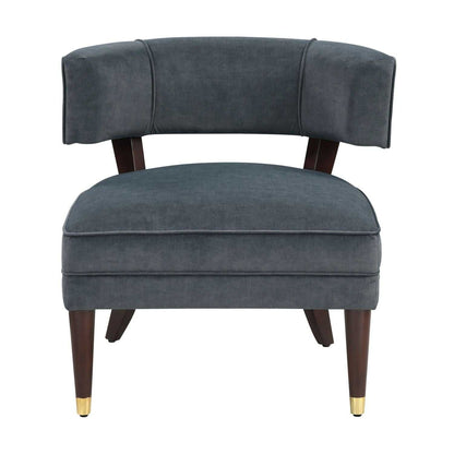 Elegant Style Accent Chair Dark Gray Velvet Upholstery Barrel-Back Solid Wood Luxury Living Room Furniture 1pc - luxuryhomedecoridea.com