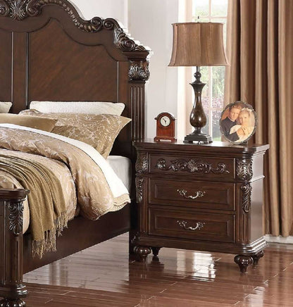 Traditional Antique Walnut 1pc Nightstand Bedroom Furniture Cherry Veneer 2-Drawers Hanging Pull Bedside Table - luxuryhomedecoridea.com