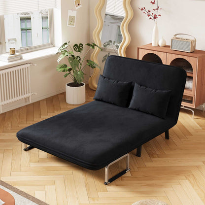 39″ Convertible Chair Bed, Tri-Fold Sofa Bed with Adjustable Backrest & Pillow, Leisure Chaise Lounge Couch with Sturdy Steel Frame for Home & Office, Comfortable Sleeper Chair black - luxuryhomedecoridea.com