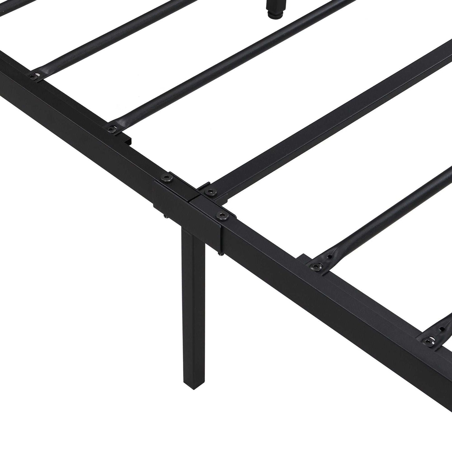 Queen Size Metal Platform Bed Frame with Wooden Headboard and Footboard with USB LINER, No Box Spring Needed, Large Under Bed Storage, Easy Assemble - luxuryhomedecoridea.com