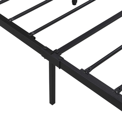 Queen Size Metal Platform Bed Frame with Wooden Headboard and Footboard with USB LINER, No Box Spring Needed, Large Under Bed Storage, Easy Assemble - luxuryhomedecoridea.com