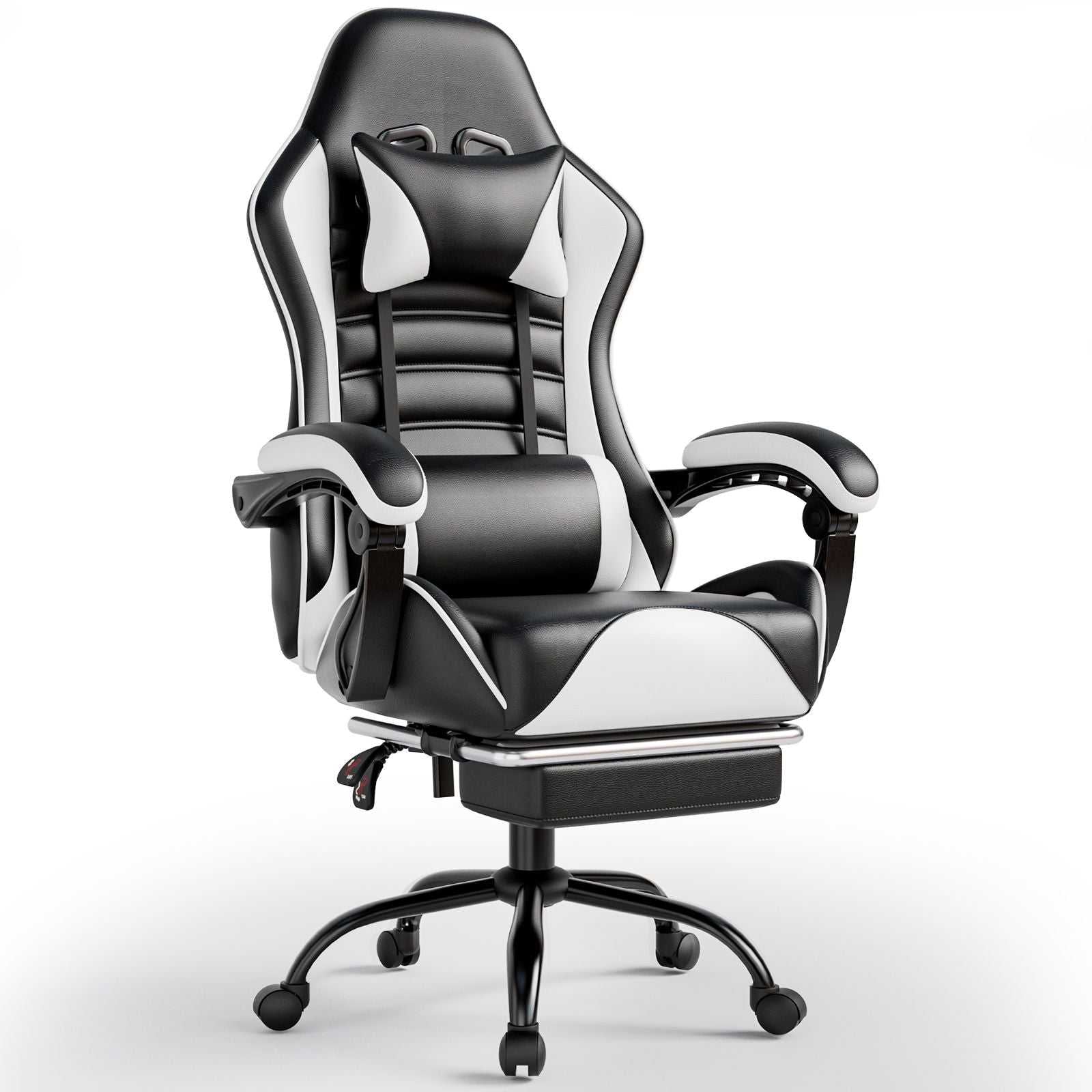 Ergonomic Gaming Chair for Adults, Comfortable Computer Chair for Heavy People, Adjustable Height Office Desk Chair with Wheels, Breathable Leather Video Game Chairs - luxuryhomedecoridea.com