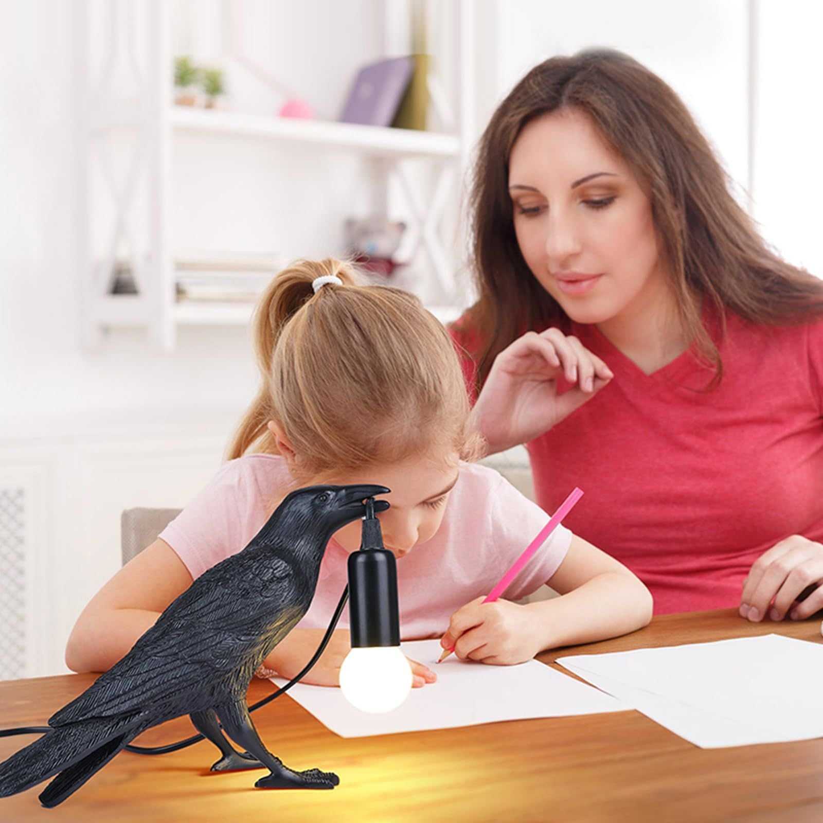 Crow Lamp - Raven Lamp with LED Bulb, Bird lamp, Crow Light Gothic Halloween Decor for Bedside Bedroom Living Room Decor - luxuryhomedecoridea.com