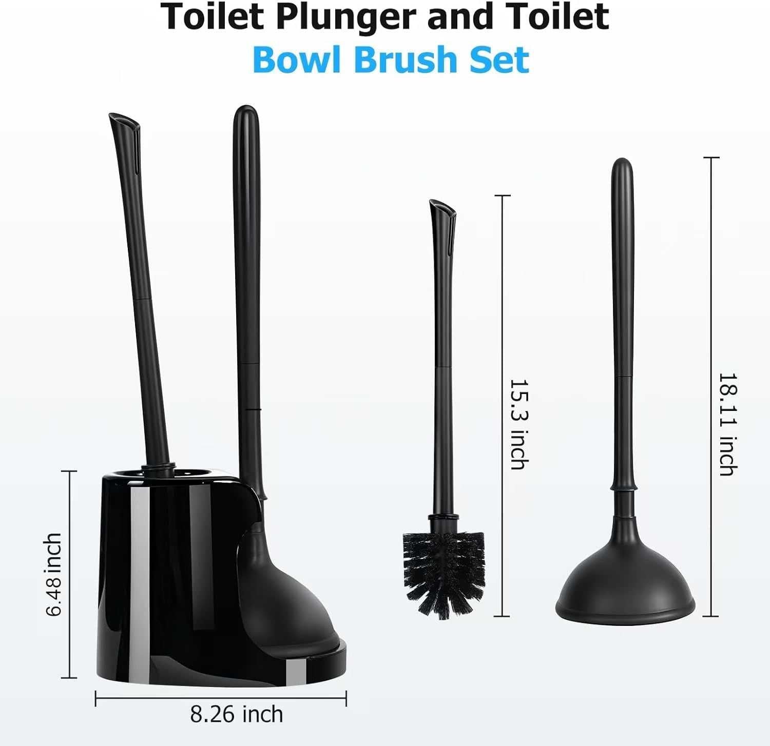 2 in 1 toilet plunger and brush set, extended handle plunger, toilet brush plunger set, bathroom cleaning tools, toilet brush plunger combination, cleaning brush, bathroom cleaning supplies (black) - luxuryhomedecoridea.com