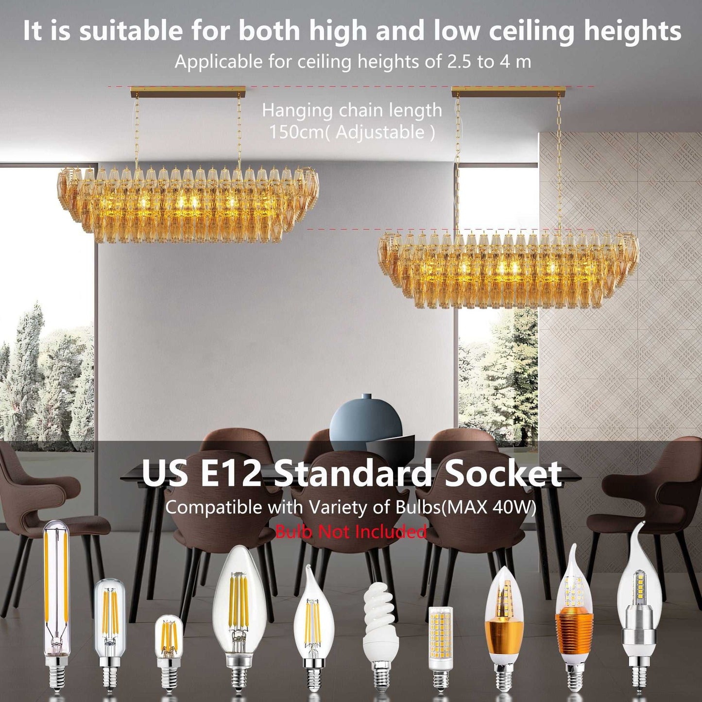 Modern Chandeliers for Dining Room, 54" Large Rectangle Gold Kitchen Chandelier Over Table, 12-Light with Smoke Glass Ceiling Lights, Farmhouse Pendant Lighting Fixture for Living Room Bedroom - luxuryhomedecoridea.com