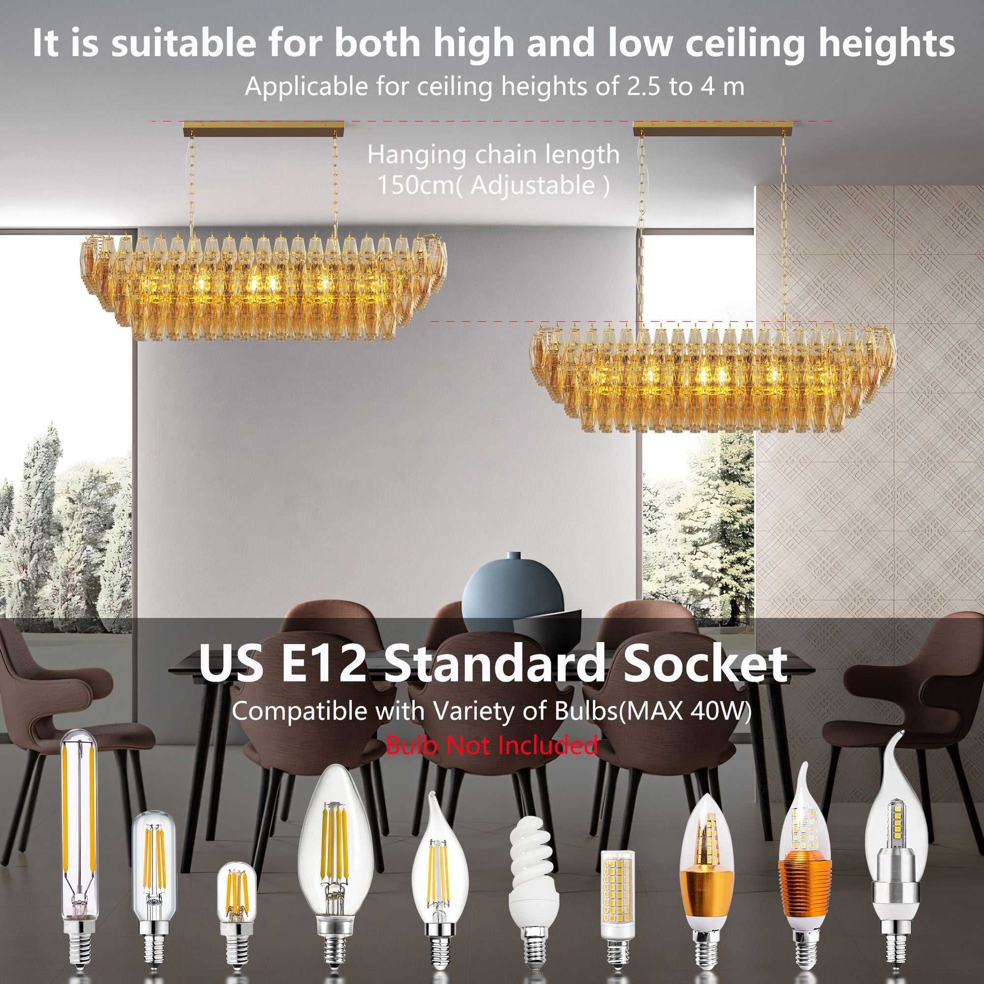 Modern Chandeliers for Dining Room, 54" Large Rectangle Gold Kitchen Chandelier Over Table, 12-Light with Smoke Glass Ceiling Lights, Farmhouse Pendant Lighting Fixture for Living Room Bedroom - luxuryhomedecoridea.com