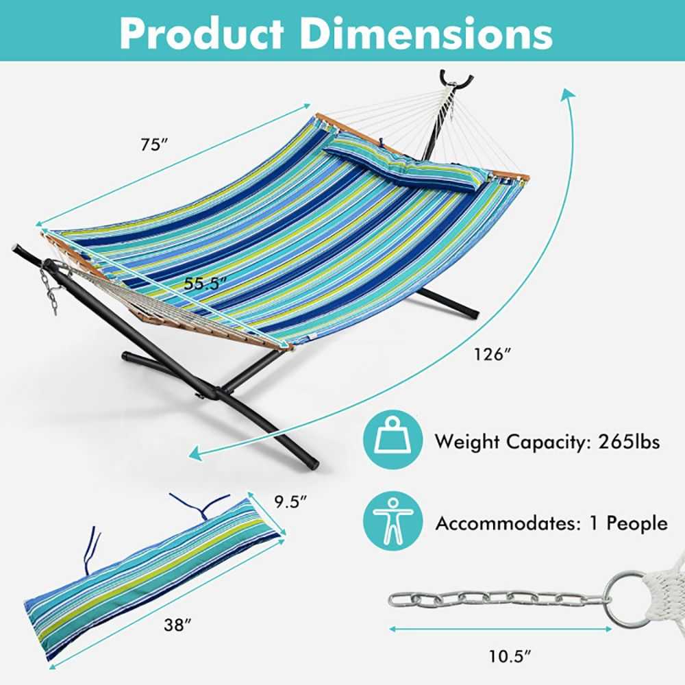 Patio Hammock Foldable Swing Chair Bed with Detachable Pillow - luxuryhomedecoridea.com