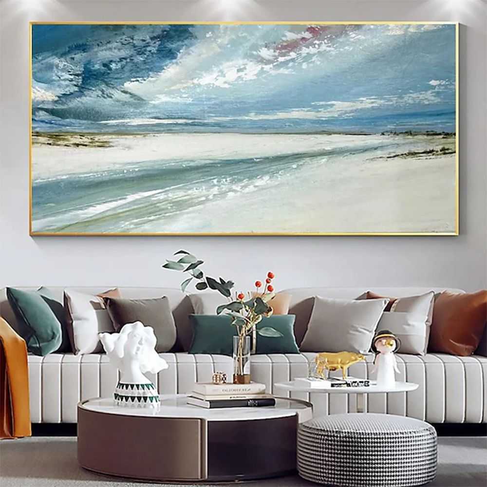 Hand Painted Oil Paintings Abstract Seascape Painting Beach Ocean Living Room Hallway Luxurious Decorative Painting - luxuryhomedecoridea.com