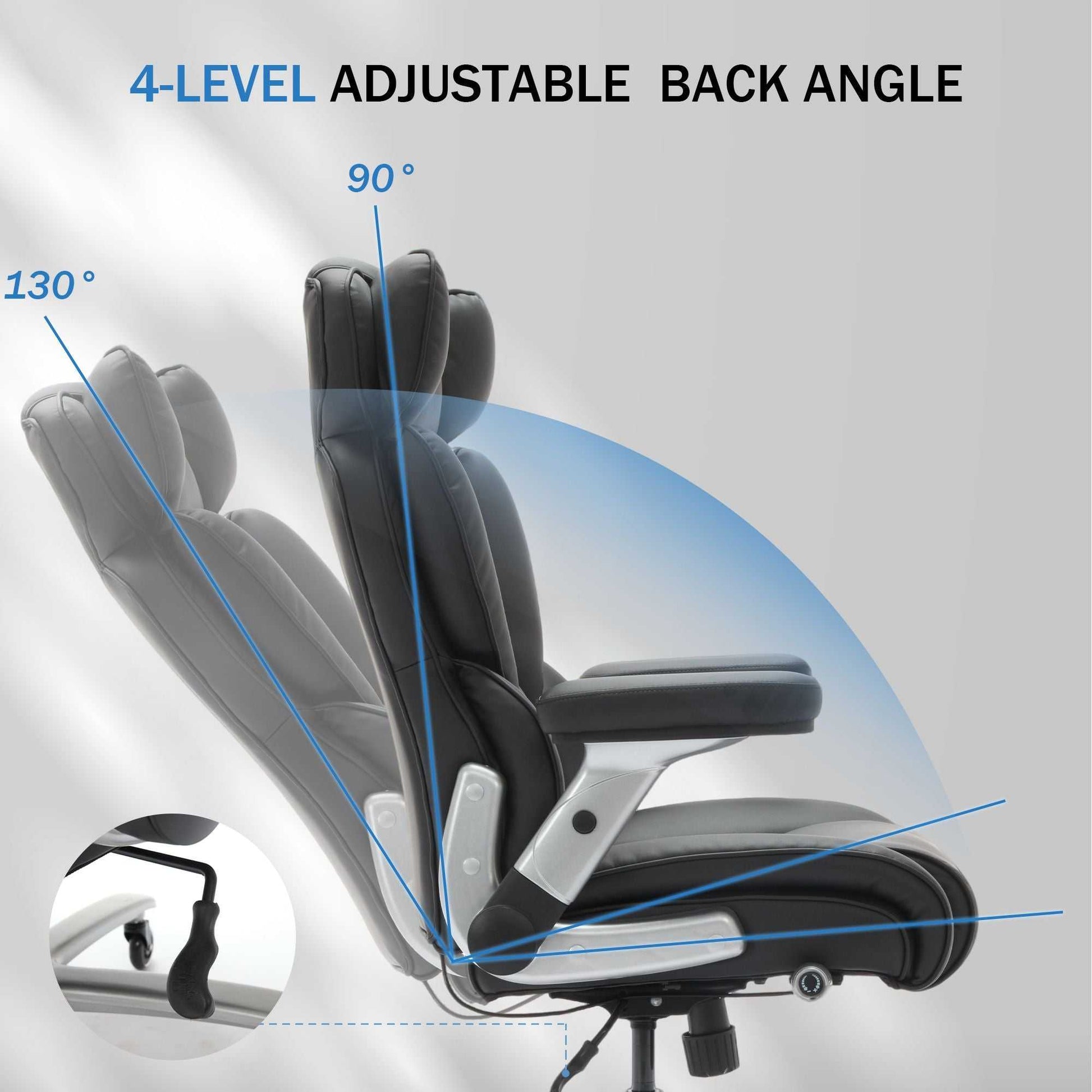 Big and Tall Office Chair 500lbs with Adjustable Lumbar Support, Executive Office Chair with Flip-up Armrest and Wider Seat, Ergonomic Leather Chair Breathable with Quiet Rubber Wheels Black - luxuryhomedecoridea.com