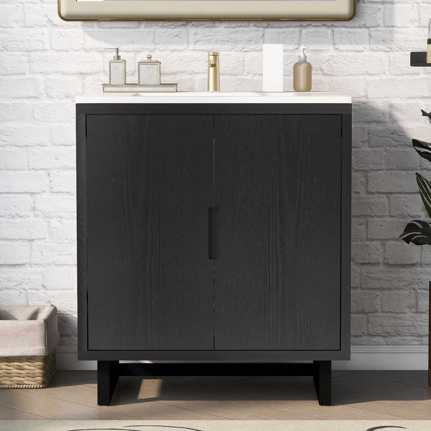 30" Bathroom vanity Set with Sink, Combo Cabinet, Bathroom Storage Cabinet, Solid Wood Frame - luxuryhomedecoridea.com