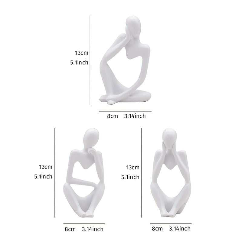 3pcs Abstract Villain Decorative Ornaments; Handmade Resin Handicrafts; Thinker Resin Statue Set - luxuryhomedecoridea.com