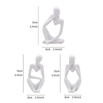 3pcs Abstract Villain Decorative Ornaments; Handmade Resin Handicrafts; Thinker Resin Statue Set - luxuryhomedecoridea.com