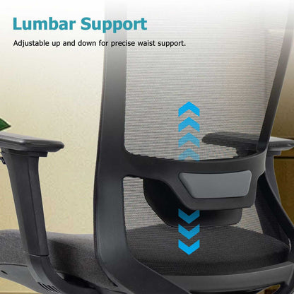 Ergonomic Mesh Office Chair with Adjustable Headrest and Lumbar Support, Breathable Back Design for Home and Office Use 8322H - luxuryhomedecoridea.com