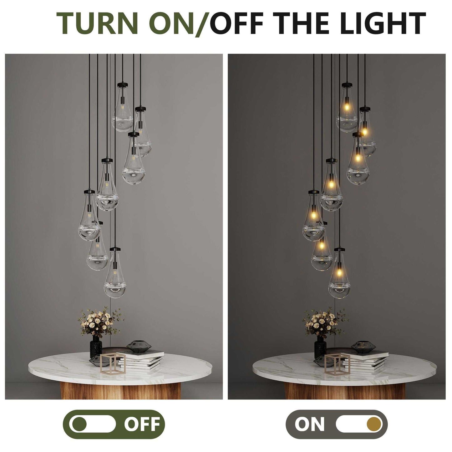7 Light Dining Room Pendant Light, Large Chandelier Adjustable Hanging Line, Black Living Room Pendant Light, Foyer Chandelier, Stairwell Pendant Lights, Bedroom Chandeliers - luxuryhomedecoridea.com