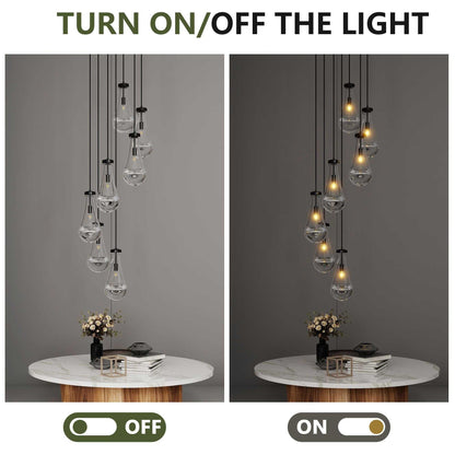 7 Light Dining Room Pendant Light, Large Chandelier Adjustable Hanging Line, Black Living Room Pendant Light, Foyer Chandelier, Stairwell Pendant Lights, Bedroom Chandeliers - luxuryhomedecoridea.com