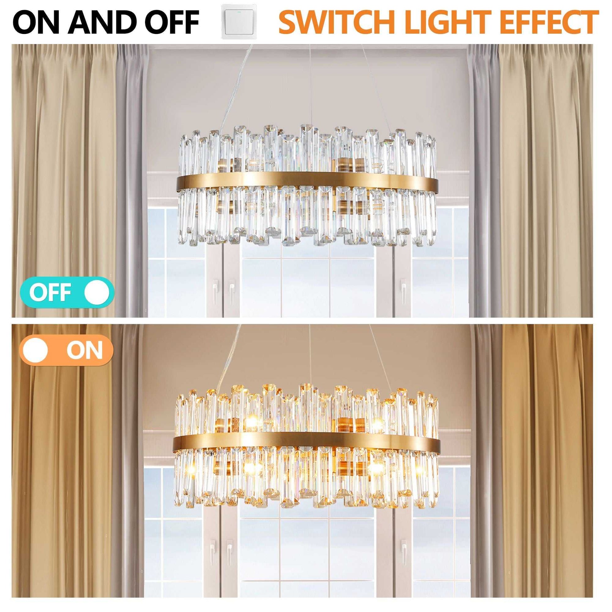 23.6 Inches Luxury Chandeliers Crystal Living Room Bedroom Decorative Lights Simple Modern Dining Room LED Lighting,for Home Decor (Bulbs Not Included) - luxuryhomedecoridea.com