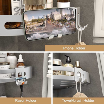 Shower Corner Shelf Caddy 2 Pack shower Organizer Corner No Drill Shower Storage Rust Proof Bathroom Corner Wall Shelf shampoo holder Silver - luxuryhomedecoridea.com