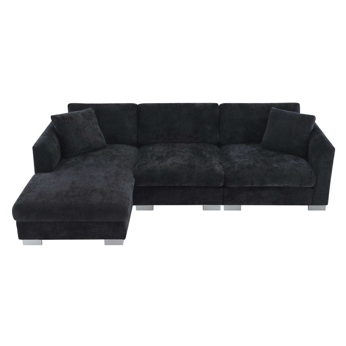 [VIDEO provided][New] 96*56" Modern Cloud Sectional Sofa,L-shaped Luxury Couch Set with 2 Free pillows,4-seat Chenille Indoor Furniture with Oversized Chaise for Living Room,Apartment,Office,3 Colors - luxuryhomedecoridea.com