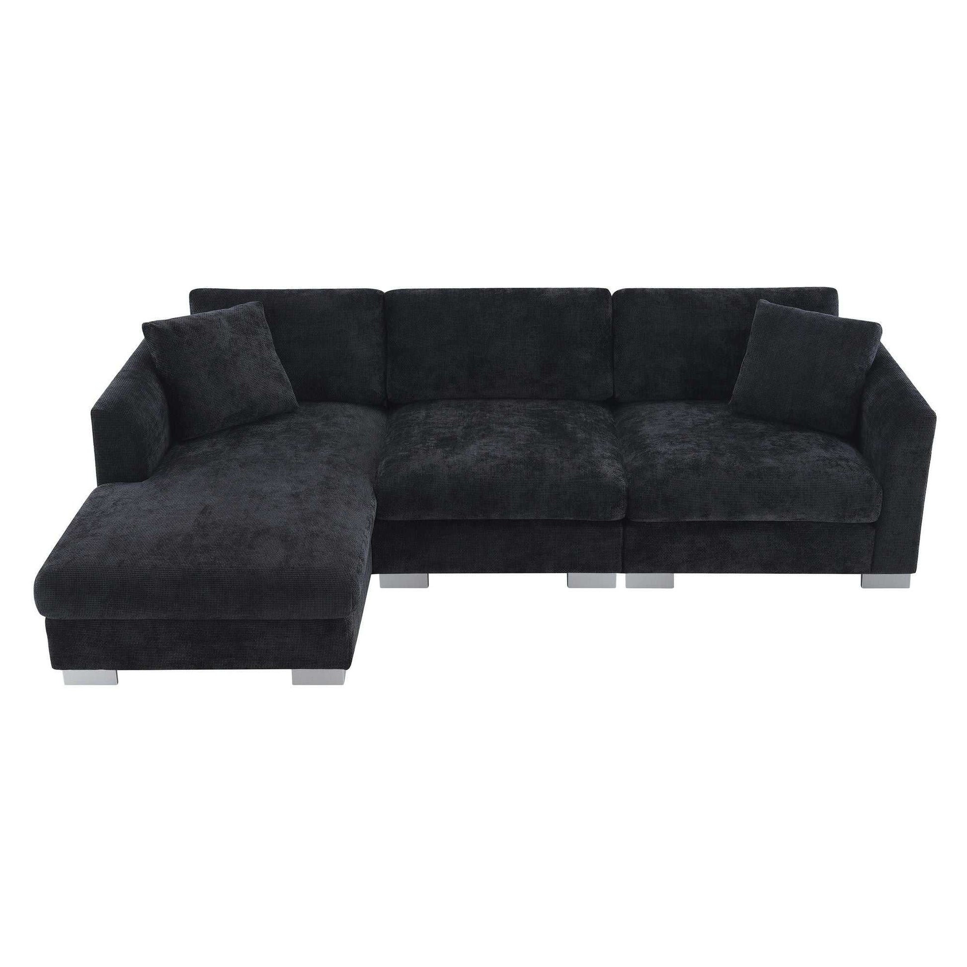 [VIDEO provided][New] 96*56" Modern Cloud Sectional Sofa,L-shaped Luxury Couch Set with 2 Free pillows,4-seat Chenille Indoor Furniture with Oversized Chaise for Living Room,Apartment,Office,3 Colors - luxuryhomedecoridea.com