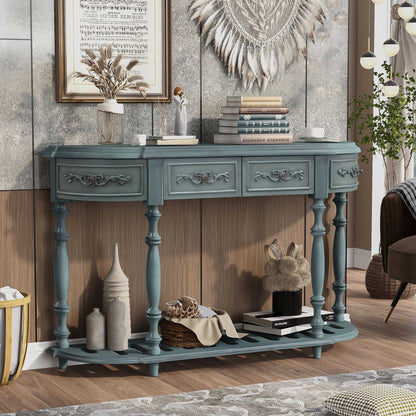 52''Modern and Contemporary Curved Console Table Sofa Table Entryway Table for Hallway Living Room with 4 Drawers and 1 Shelf - luxuryhomedecoridea.com