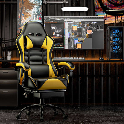 Ergonomic Gaming Chair for Adults, Comfortable Computer Chair for Heavy People, Adjustable Height Office Desk Chair with Wheels, Breathable Leather Video Game Chairs - luxuryhomedecoridea.com