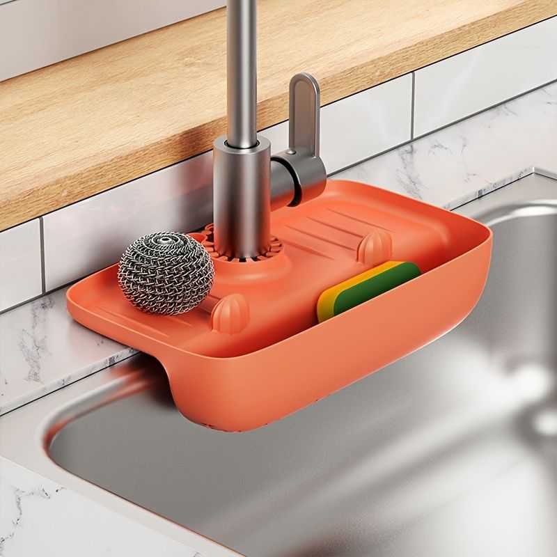 1pc Splash Guard For Sink Faucet; 10.63"x5.51"; Faucet Drain Rack; Super Absorbent Fast Drying Mat Sink Gadgets; Drip Catcher For Kitchen; Drain Storage Rack For Kitchen Rag And Sponge Brush - luxuryhomedecoridea.com