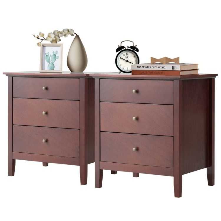 Nightstand Beside End Side Table Organizer with 3 Drawers - luxuryhomedecoridea.com