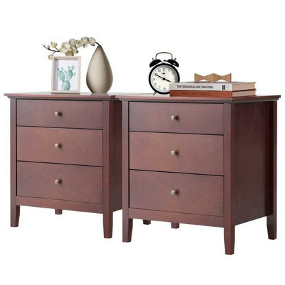 Nightstand Beside End Side Table Organizer with 3 Drawers - luxuryhomedecoridea.com