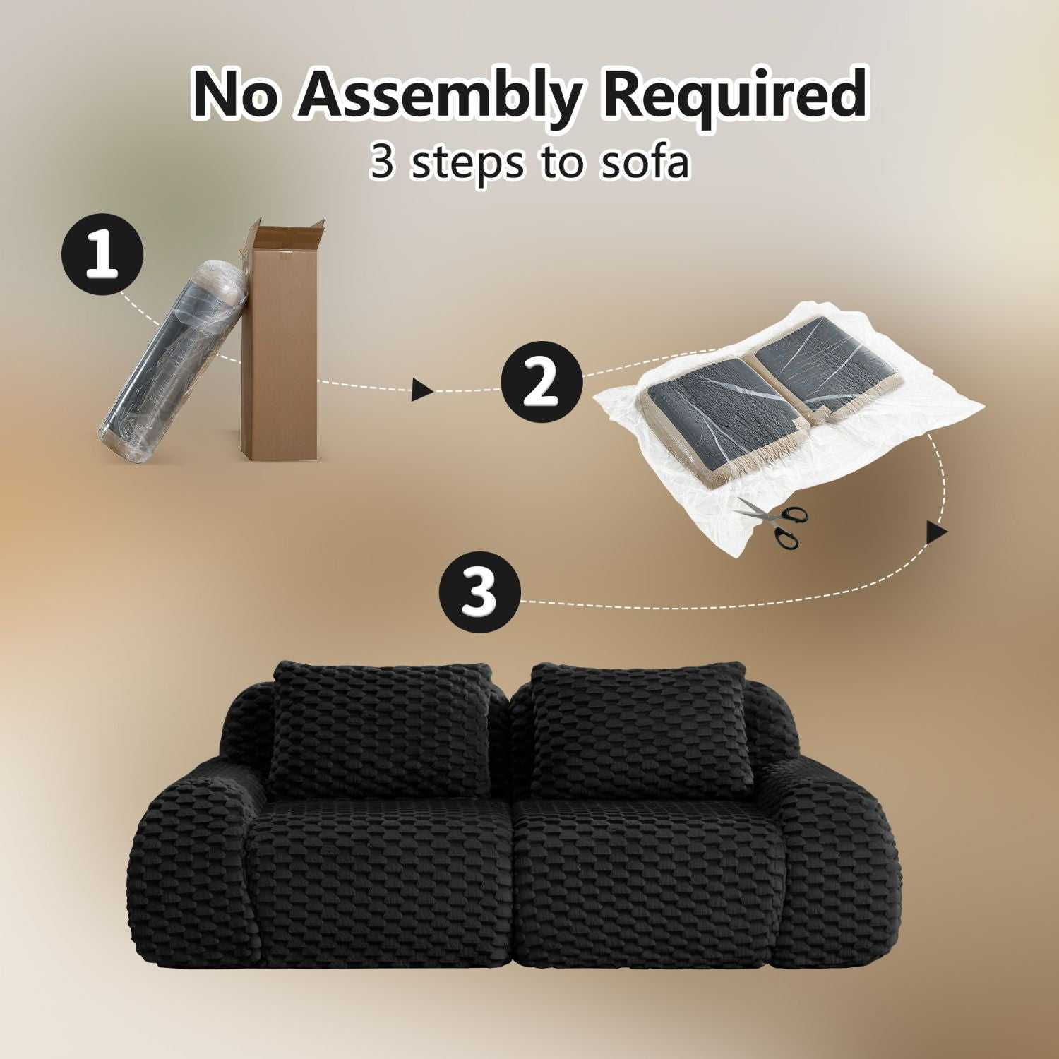 82" Modern Modular Sectional Sofa - Flannelette 2-Seater Couch with Deep Seat - luxuryhomedecoridea.com