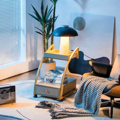 Modern C-shaped Frame Tray With Storage Drawer Nightstand End Table - luxuryhomedecoridea.com