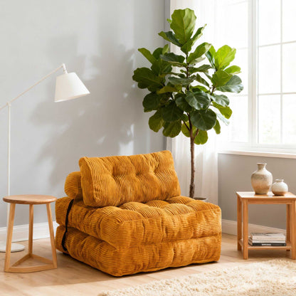 Modern Memory Foam Compressed Sofa Chair,Folding Sofa Bed, Convertible Sleeping Chair With Backrest Support And Soft Corduroy Fabric,Fold Couch Bed With Pillow For Small Spaces - luxuryhomedecoridea.com