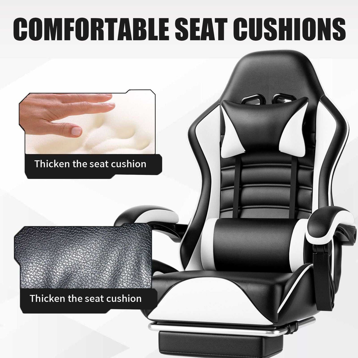 Ergonomic Gaming Chair for Adults, Comfortable Computer Chair for Heavy People, Adjustable Height Office Desk Chair with Wheels, Breathable Leather Video Game Chairs - luxuryhomedecoridea.com