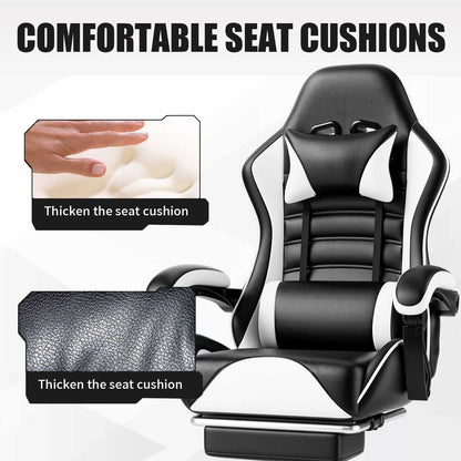 Ergonomic Gaming Chair for Adults, Comfortable Computer Chair for Heavy People, Adjustable Height Office Desk Chair with Wheels, Breathable Leather Video Game Chairs - luxuryhomedecoridea.com