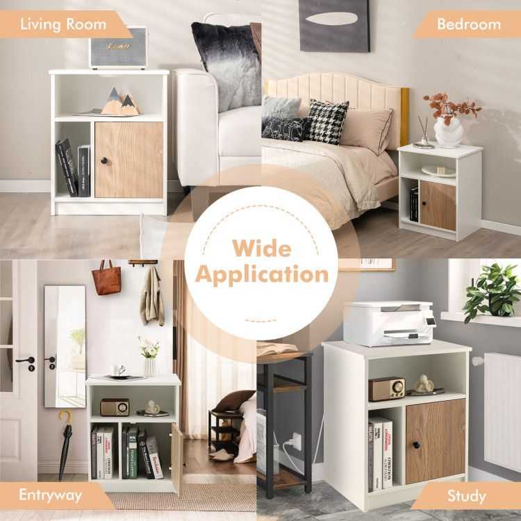 2 Pieces 25 Inch Tall Nightstands with Door and 2 Open Shelves - luxuryhomedecoridea.com