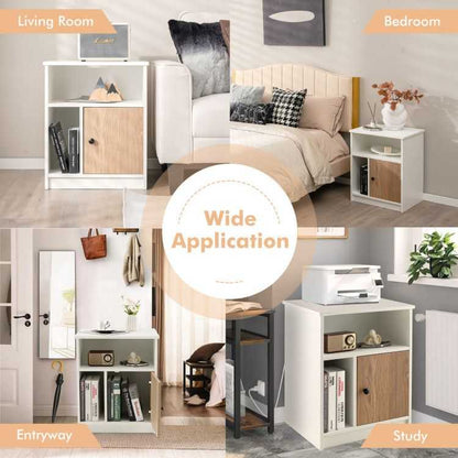 2 Pieces 25 Inch Tall Nightstands with Door and 2 Open Shelves - luxuryhomedecoridea.com