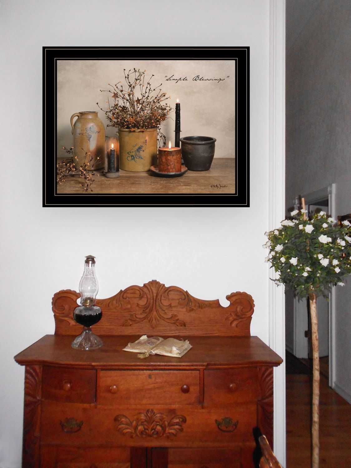 Trendy Decor 4U "Simple Blessings" Framed Wall Art, Modern Home Decor Framed Print for Living Room, Bedroom & Farmhouse Wall Decoration by Billy Jacobs - luxuryhomedecoridea.com