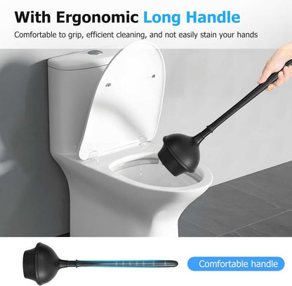 2 in 1 toilet plunger and brush set, extended handle plunger, toilet brush plunger set, bathroom cleaning tools, toilet brush plunger combination, cleaning brush, bathroom cleaning supplies (black) - luxuryhomedecoridea.com