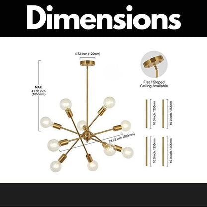 Modern Sputnik Chandelier Lighting 10 Lights with Adjustable Arms Chrome Pendant Lighting - luxuryhomedecoridea.com