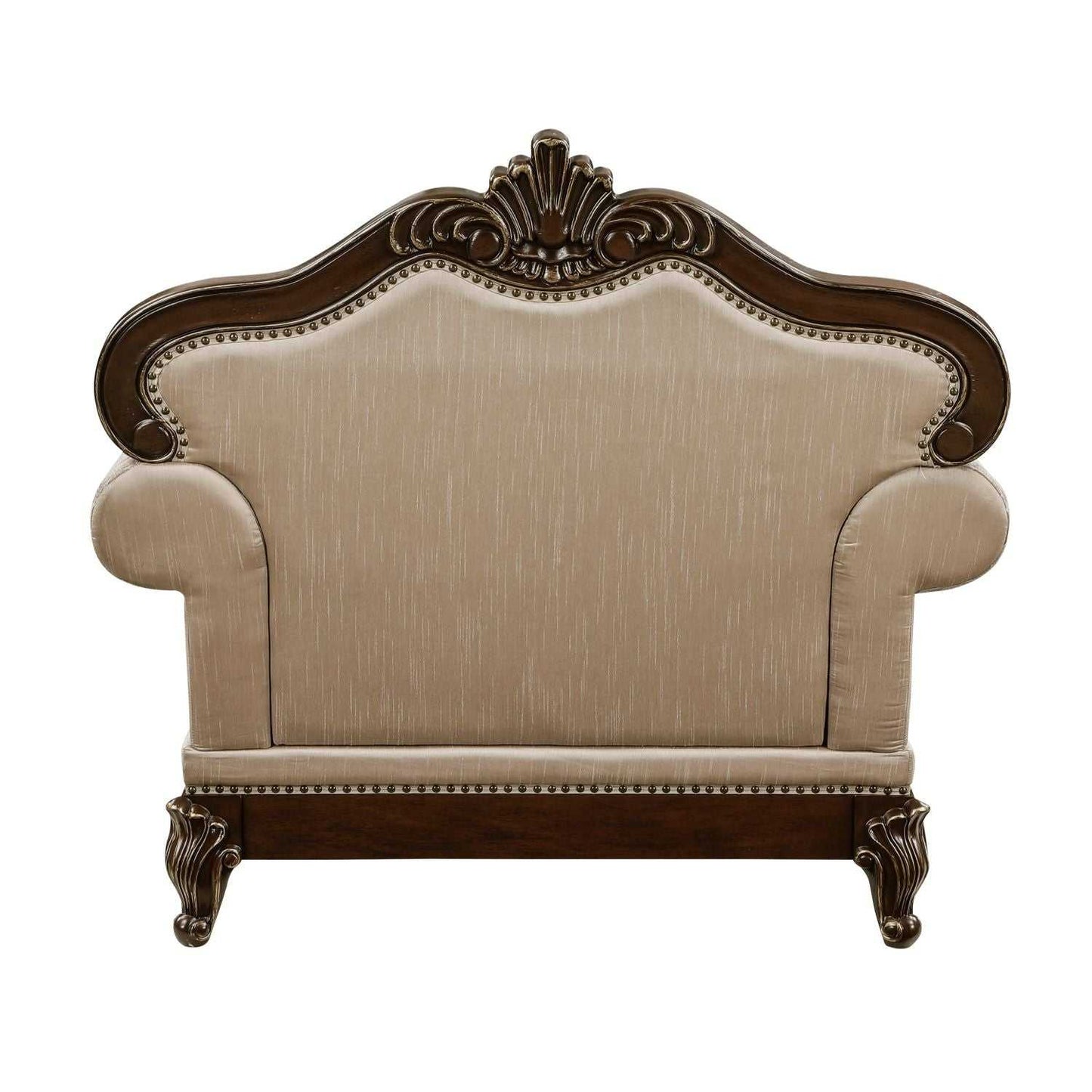 Formal Traditional Luxury Sofa Set 3pc Sofa Loveseat Chair Cherry Finish with Gold Tipping Solid Wood Living Room Furniture - luxuryhomedecoridea.com