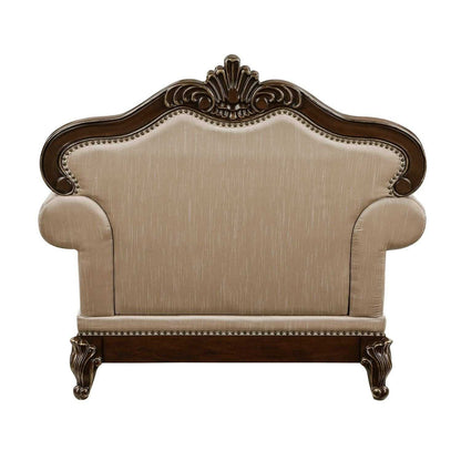 Formal Traditional Luxury Sofa Set 3pc Sofa Loveseat Chair Cherry Finish with Gold Tipping Solid Wood Living Room Furniture - luxuryhomedecoridea.com