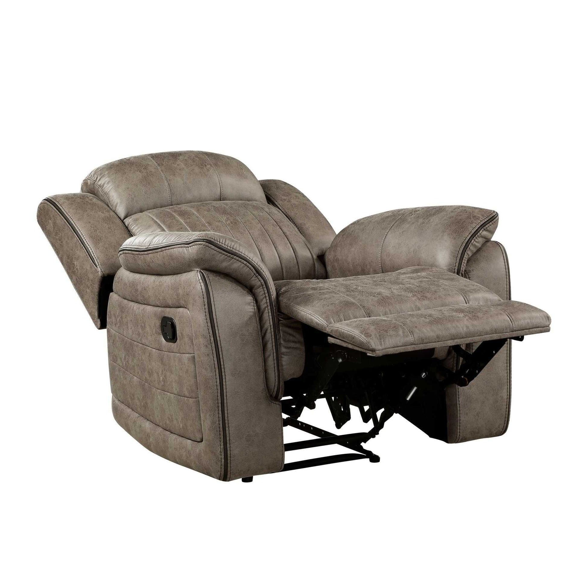 Classic Sandy Brown 1pc Reclining Chair Plush Comfort Pillow-Top Arms Vertical Tufting Solid Wood Luxury Living Room Furniture - luxuryhomedecoridea.com