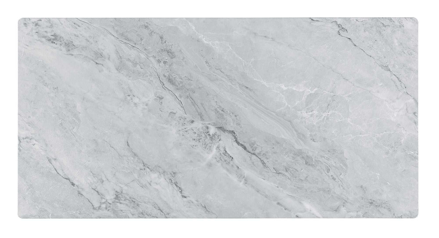 Landon 47" Coffee Table with Glass Gray Marble Texture Top and Bent Wood Design - luxuryhomedecoridea.com