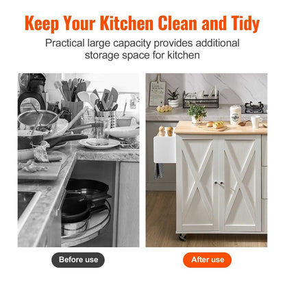 VEVOR Kitchen Island Cart with Solid Wood Top, 45.3" Width Mobile Carts with Storage Cabinet, Rolling Kitchen Table with Spice Rack, Towel Rack, Drop Leaf and Drawer, Portable Islands on Wheels, White - luxuryhomedecoridea.com